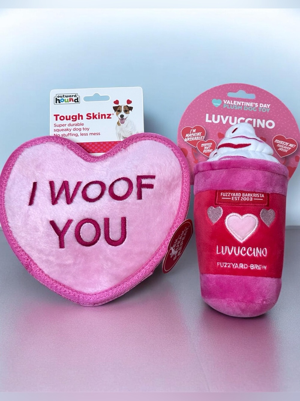 Dog Toys Pink NWT Heart Puppuccino Squeaky Gift